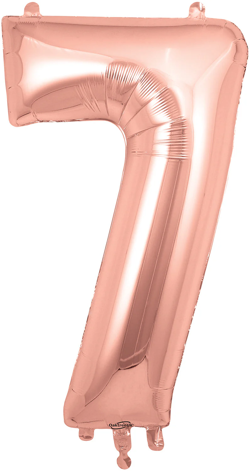 34" Number 7 Rose Gold Oaktree Foil Balloon