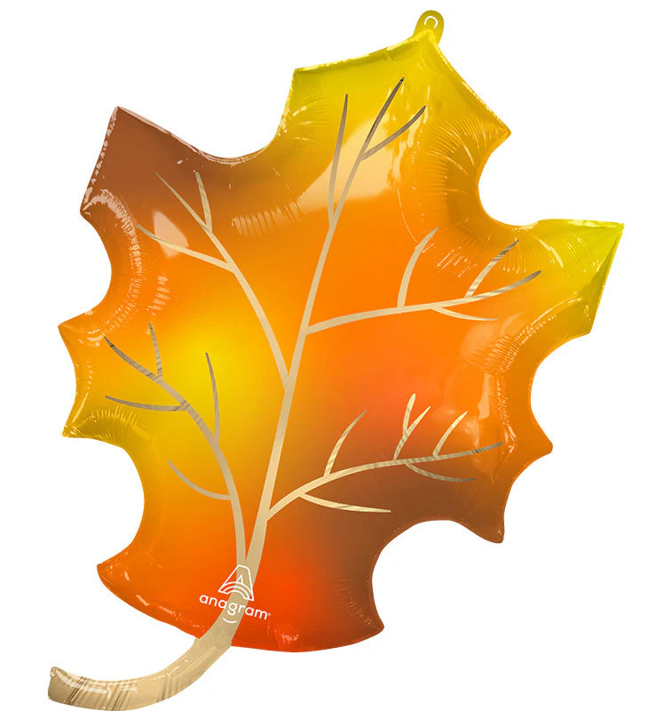 34" Satin Infused Fall Leaf SuperShape Foil Balloon