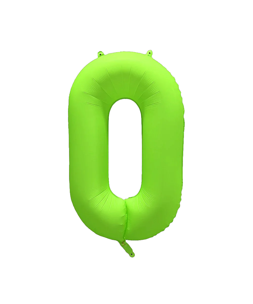 34" Deco Number 0 Neon Green Balloon