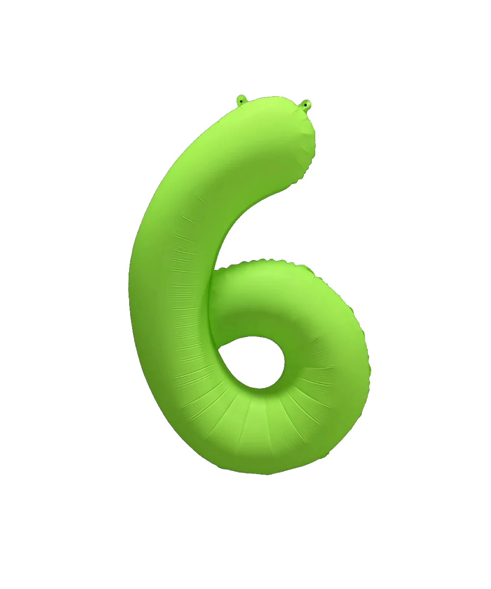34" Deco Number 6 Neon Green Balloon