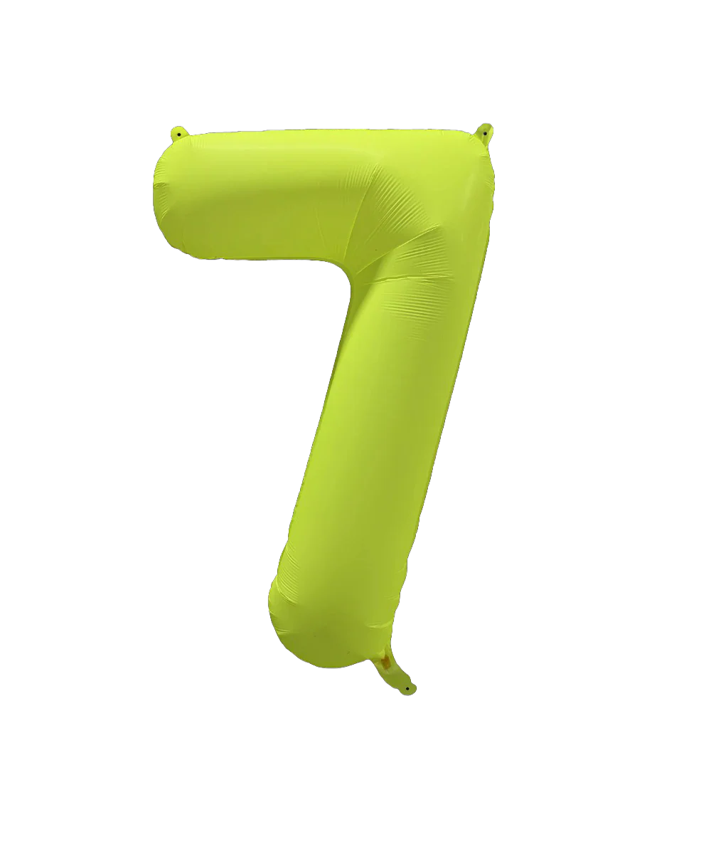 34" Deco Number 7 Neon Yellow Balloon