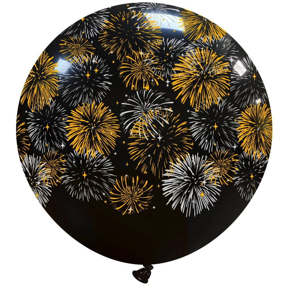 34" Fireworks (2 Colors) All Around (1 Per Bag) Cattex Brand Printed Latex Balloons