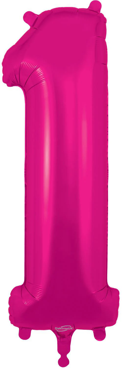 34" Number 1 New Pink Oaktree Brand Foil Balloon