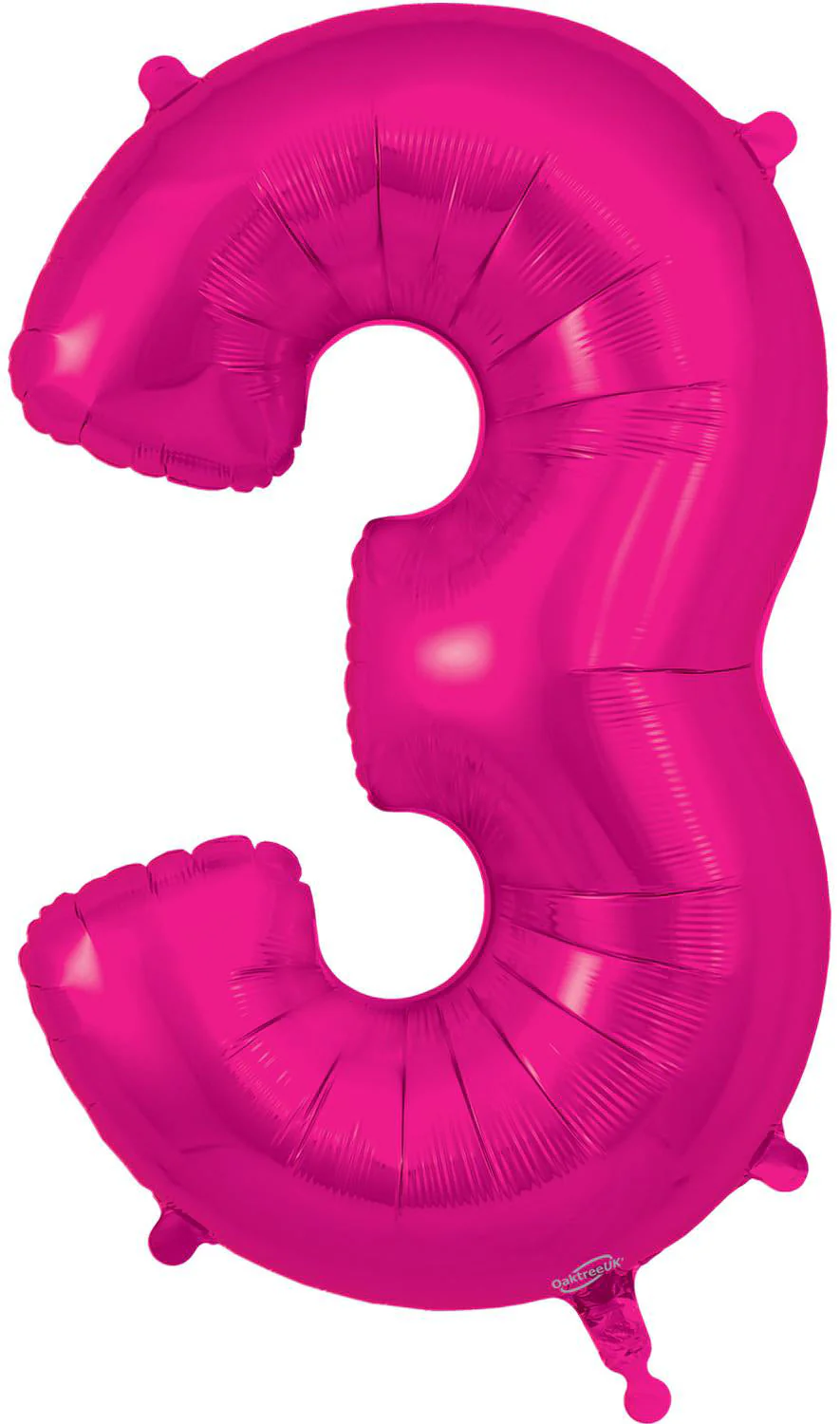 34" Number 3 New Pink Oaktree Brand Foil Balloon