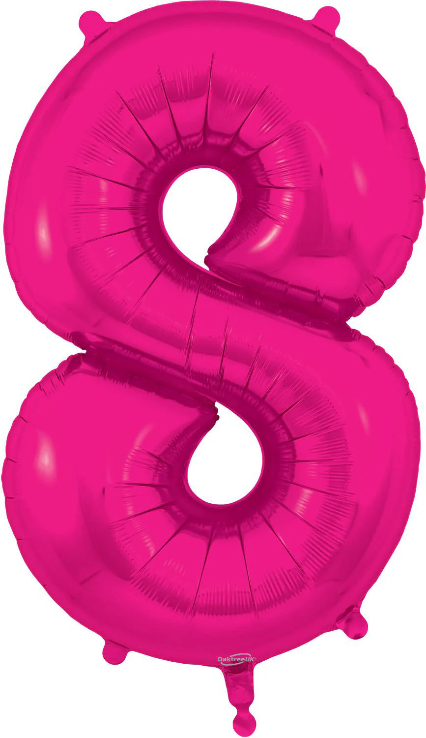 34" Number 8 New Pink Oaktree Brand Foil Balloon