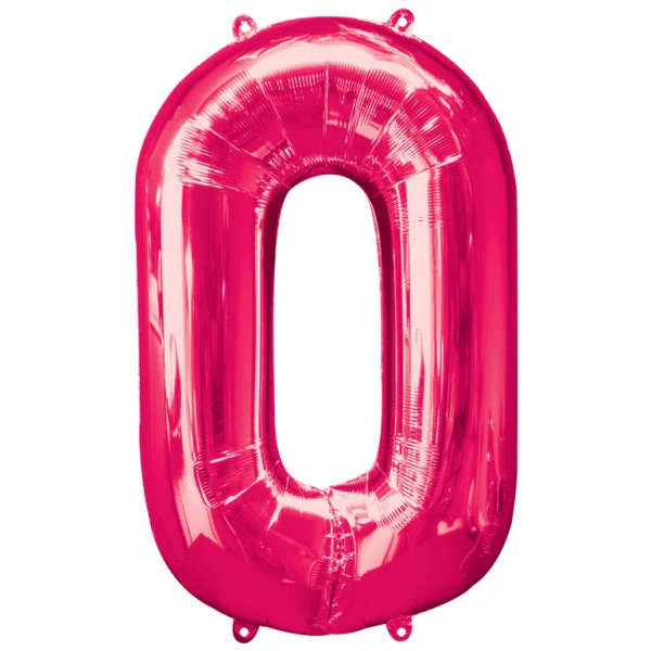 35" Anagram Brand SuperShape 0 Pink Balloon Packaged