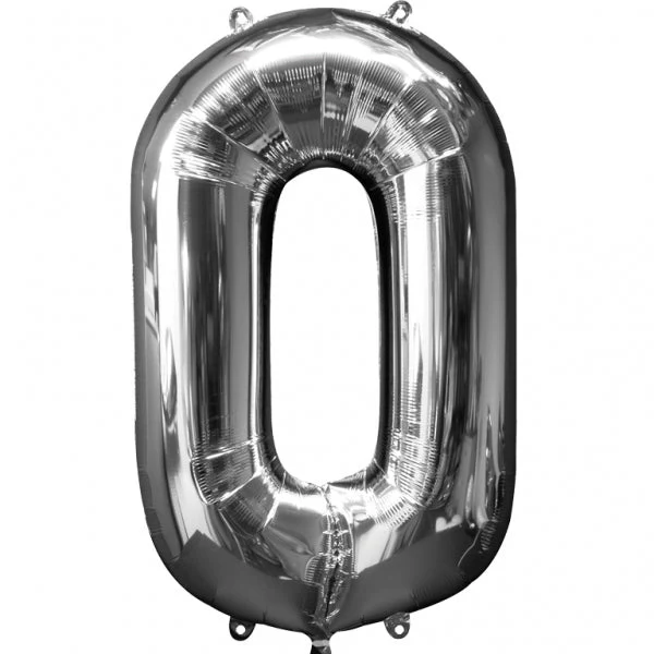 35" Anagram Brand SuperShape 0 Silver Balloon Packaged