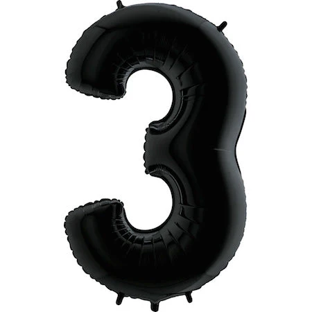 35" Anagram Brand SuperShape 3 Black Balloon Packaged