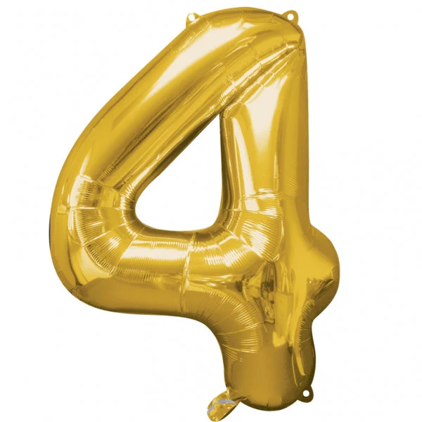 35" Anagram Brand SuperShape 4 Gold Balloon Packaged