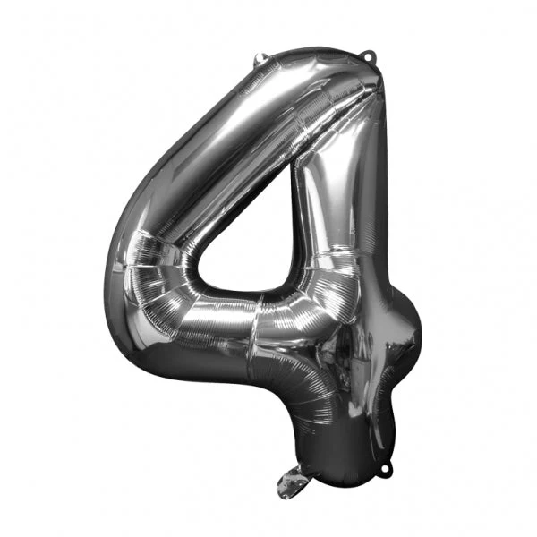 35" Anagram Brand SuperShape 4 Silver Balloon Packaged