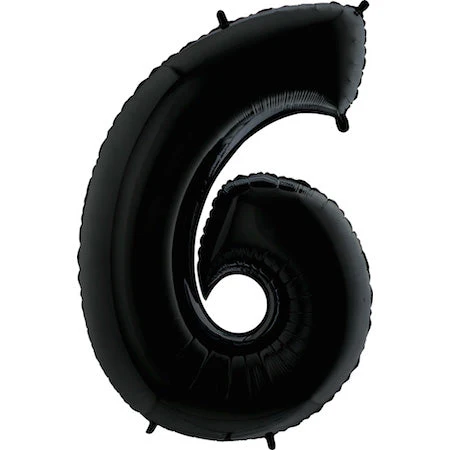 35" Anagram Brand SuperShape 6 Black Balloon Packaged