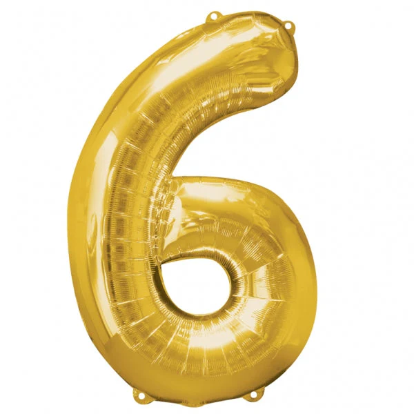 35" Anagram Brand SuperShape 6 Gold Balloon Packaged