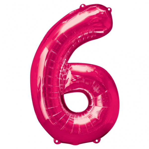 35" Anagram Brand SuperShape 6 Pink Balloon Packaged