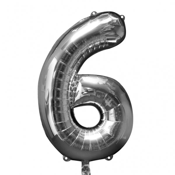 35" Anagram Brand SuperShape 6 Silver Balloon Packaged
