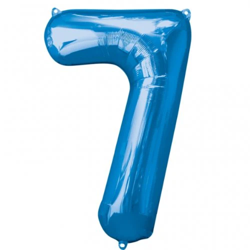 35" Anagram Brand SuperShape 7 Blue Balloon Packaged