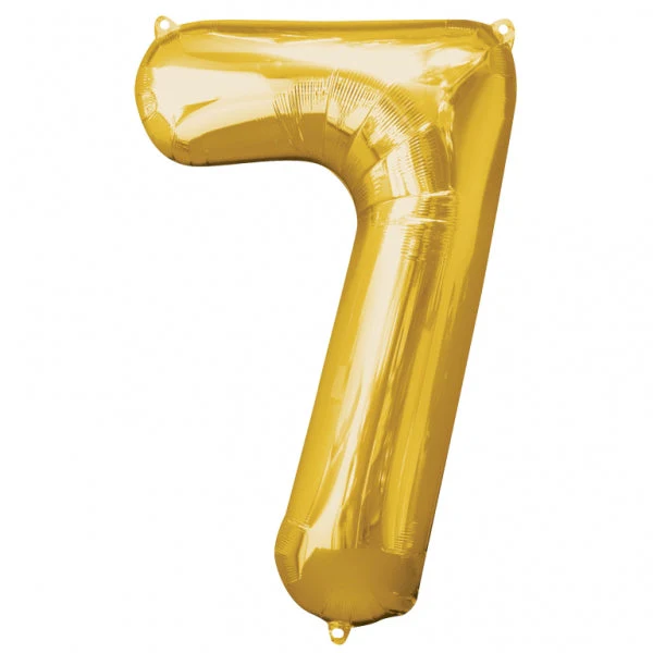 35" Anagram Brand SuperShape 7 Gold Balloon Packaged