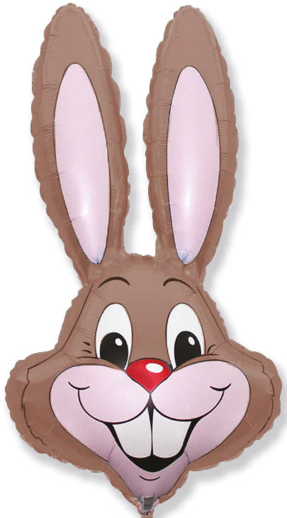 35" Bunny Rabbit Head Satin Brown Foil Balloon