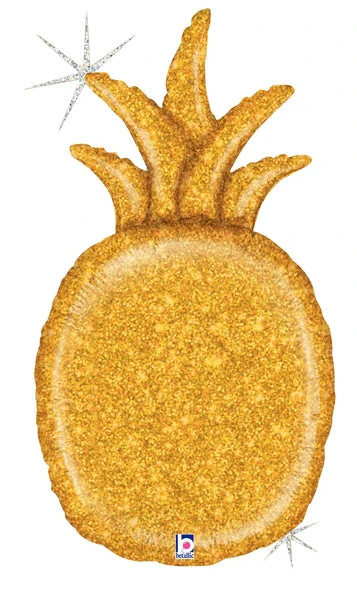 35" Holographic Gold Glitter Pineapple Foil Balloon