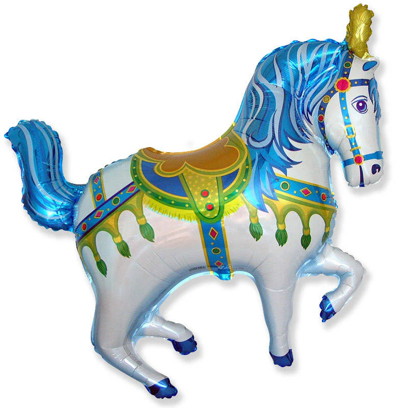 35" Horse Circus Balloon Blue