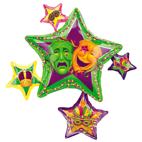 35" Masquerade Star Cluster Balloon Packaged