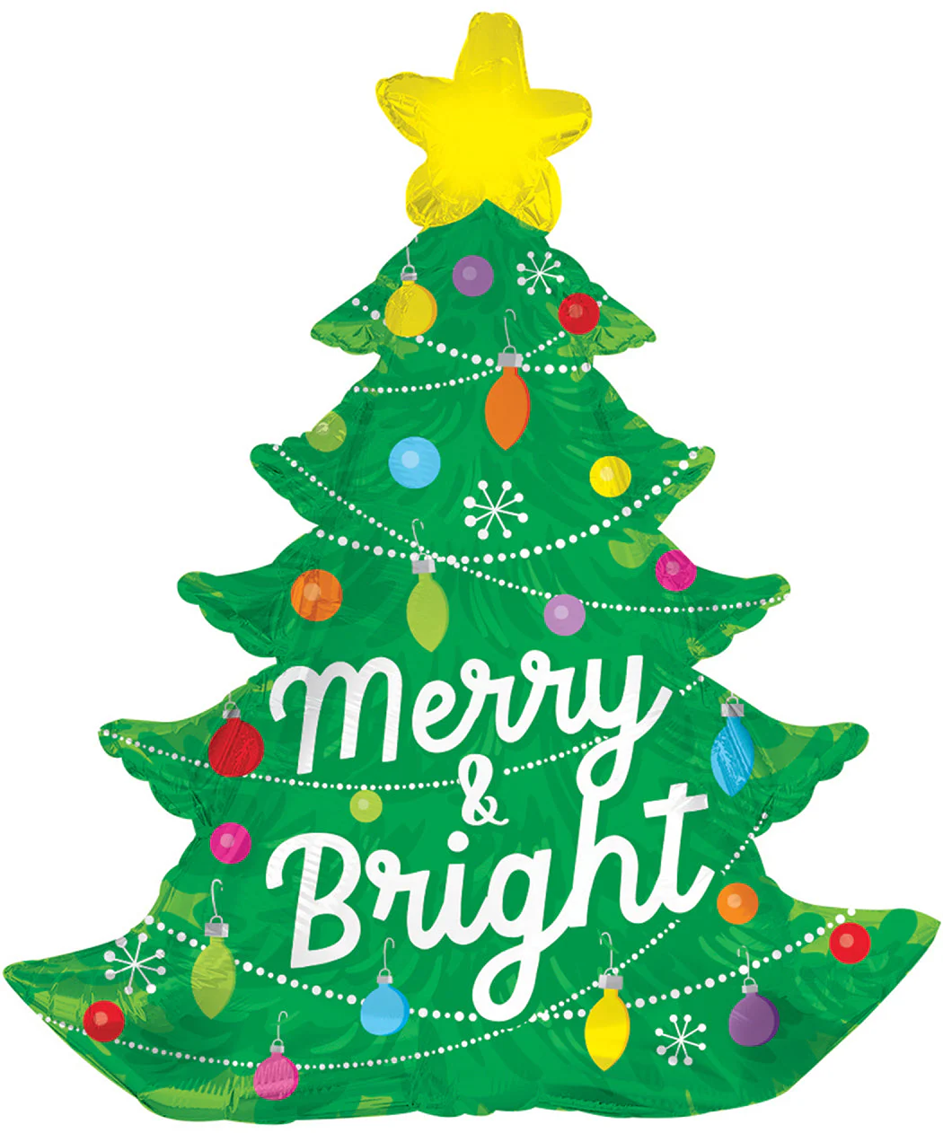 35" Merry and Bright Tree Foil Balloon