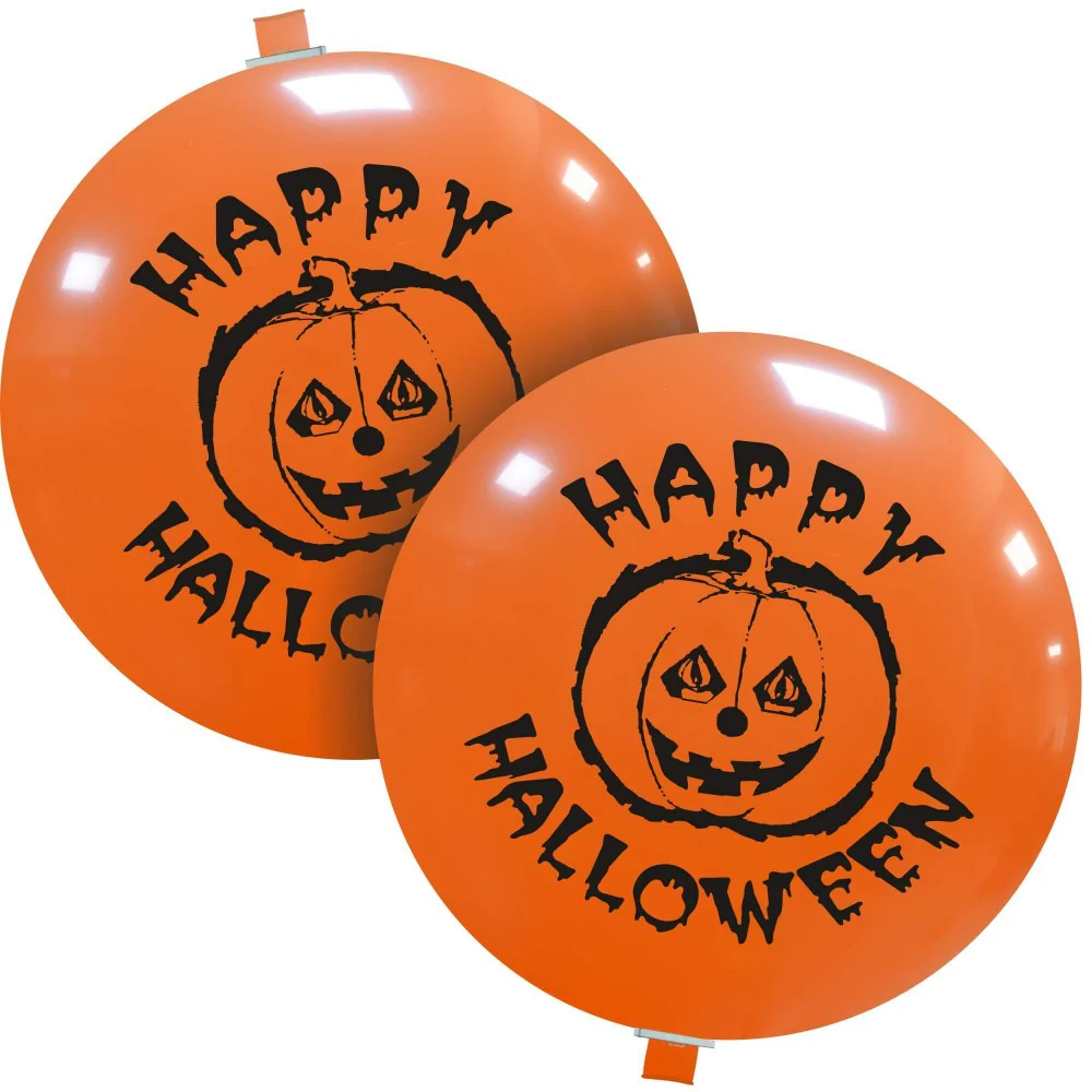 35" Halloween Orange Neck Down 2 Sided (1 Per Bag) Cattex Brand Printed Latex Balloons