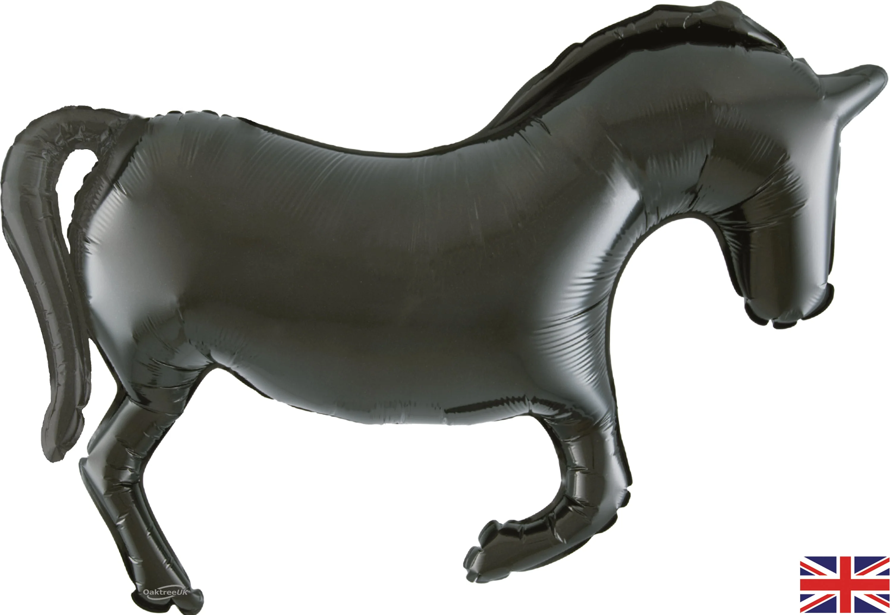 35" Horse Solid Colour Black Metallic Packaged Oaktree Brand Mylar/Foil Balloon