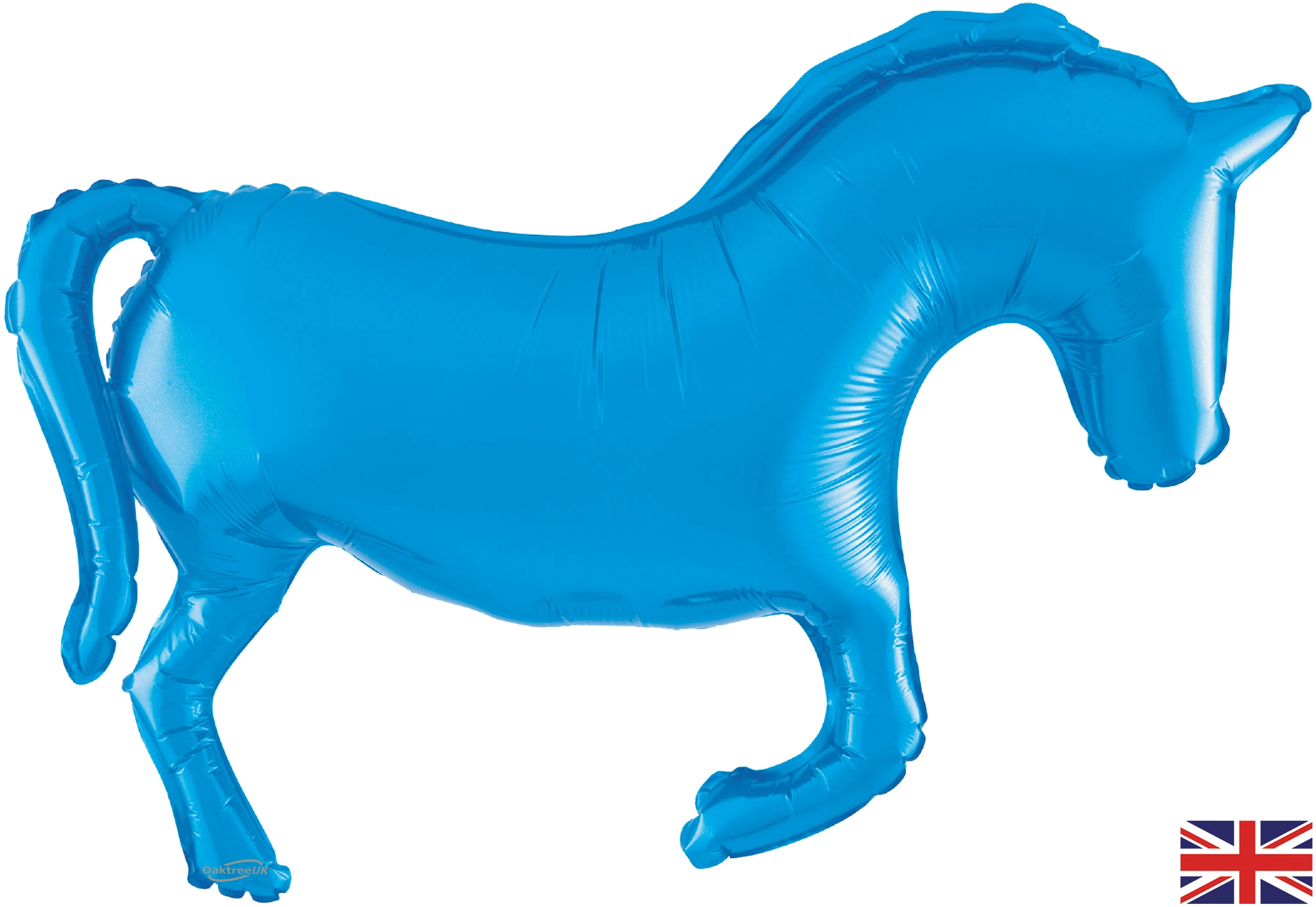 35" Horse Solid Colour Blue Metallic Packaged Oaktree Brand Mylar/Foil Balloon