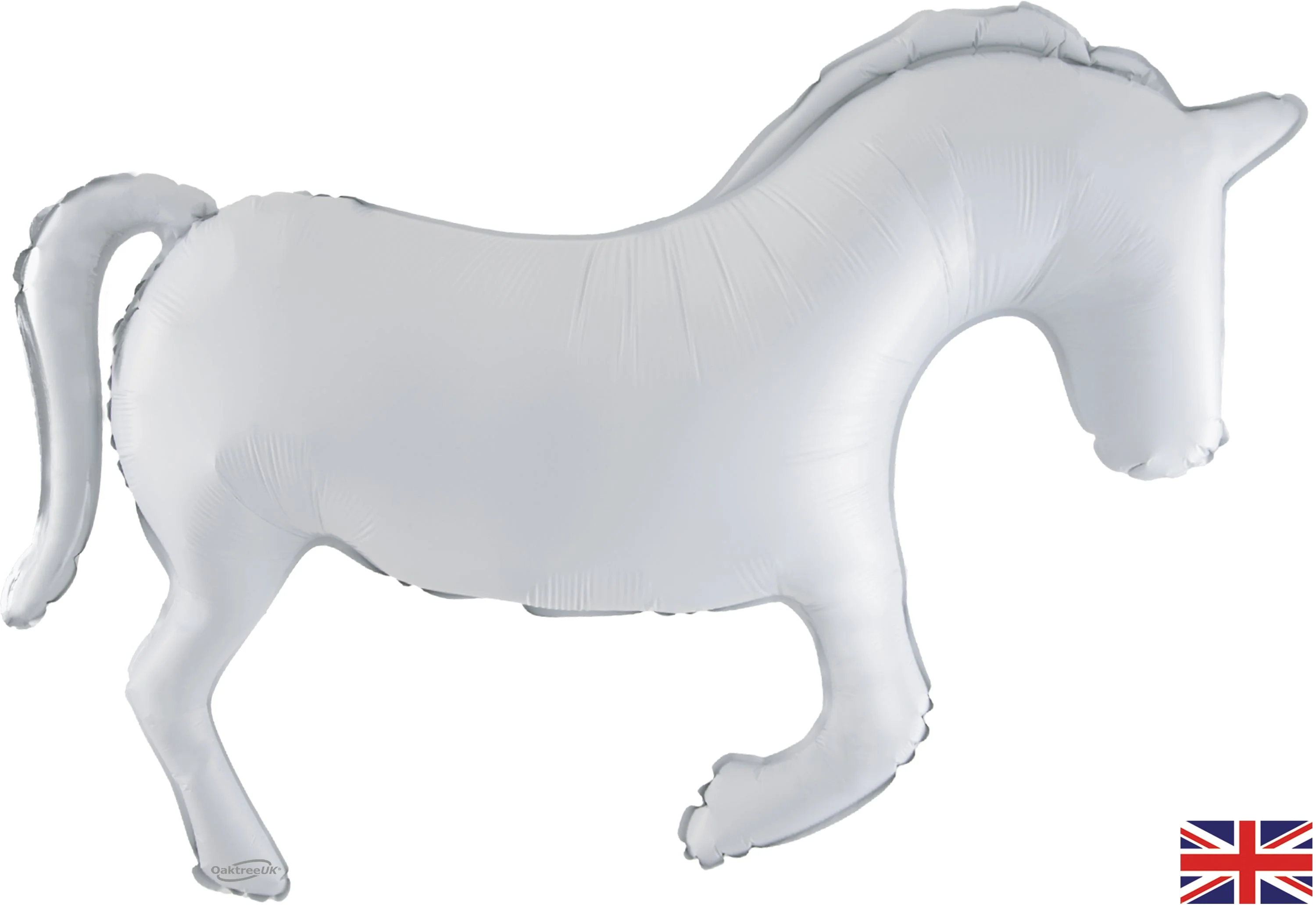 35" Horse Solid Colour White Metallic Packaged Oaktree Brand Mylar/Foil Balloon