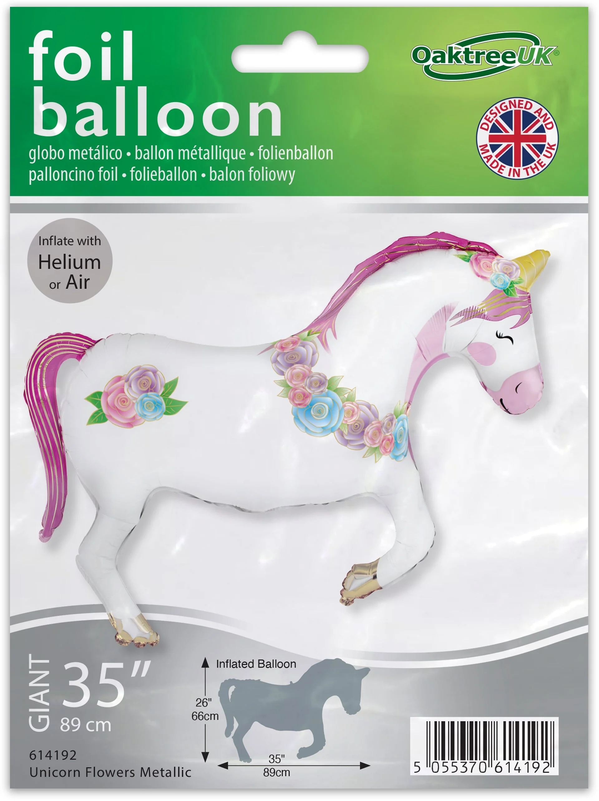 35" Oaktree Brand Unicorn Flower Horse Foil Balloons - Image 2