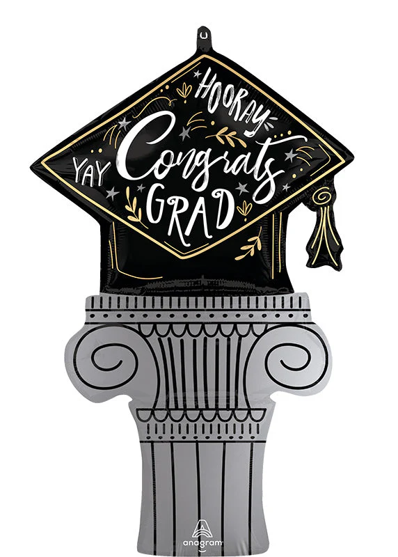 35" Satin Grad Cap Achievement Burst SuperShape Foil Balloon