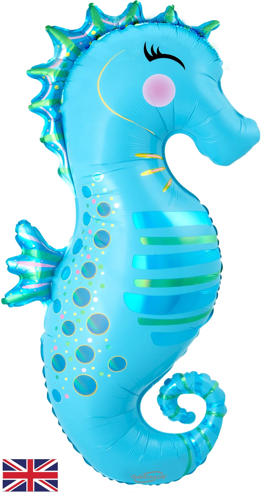 35" Shape Iridescent Seahorse Oaktree Brand Foil Balloon
