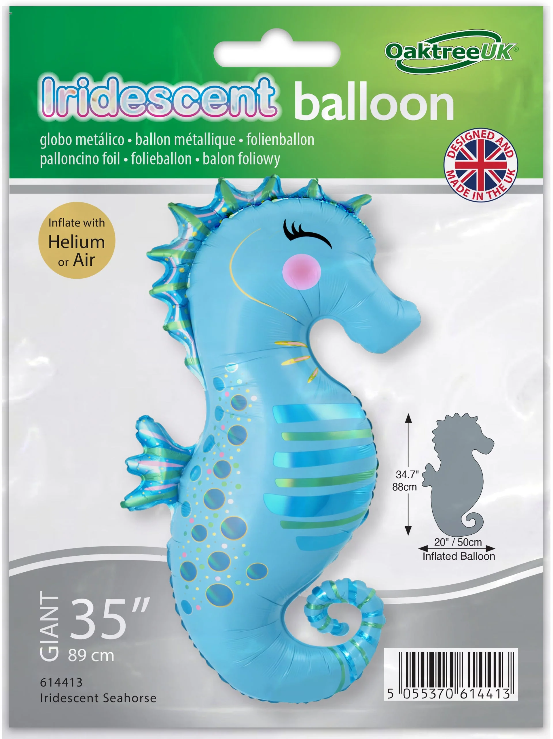 35" Shape Iridescent Seahorse Oaktree Brand Foil Balloon - Image 2