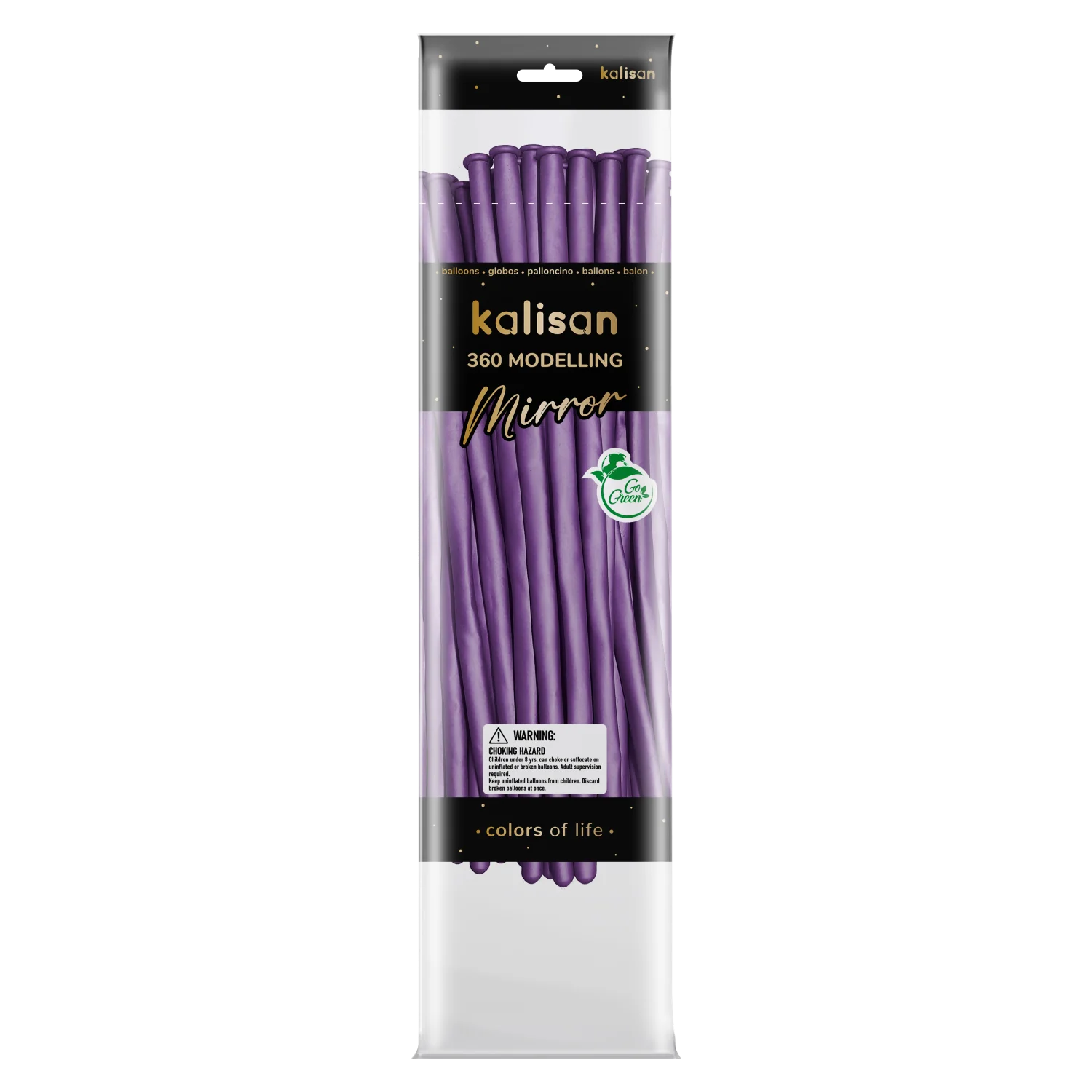 360K Nozzle Up Kalisan Twisting Latex Balloons Mirror Violet (50 Per Bag)