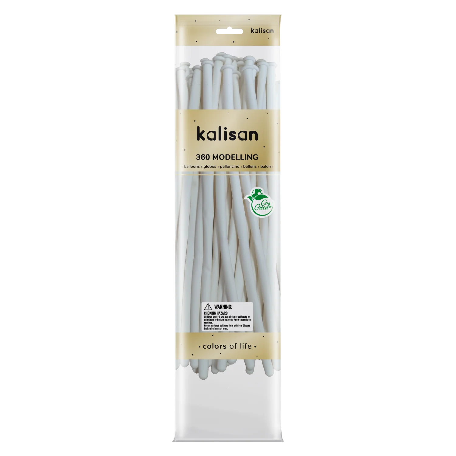 360K Nozzle Up Kalisan Twisting Latex Balloons Standard White (50 Per Bag)