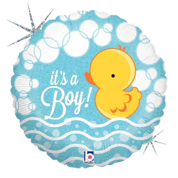 36" Holographic Balloon Bubble Ducky Boy