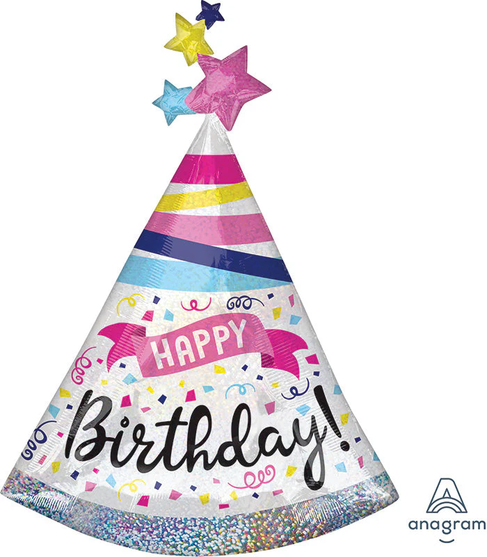 36" Holographic Happy Birthday Sparkle Banner Foil Balloon