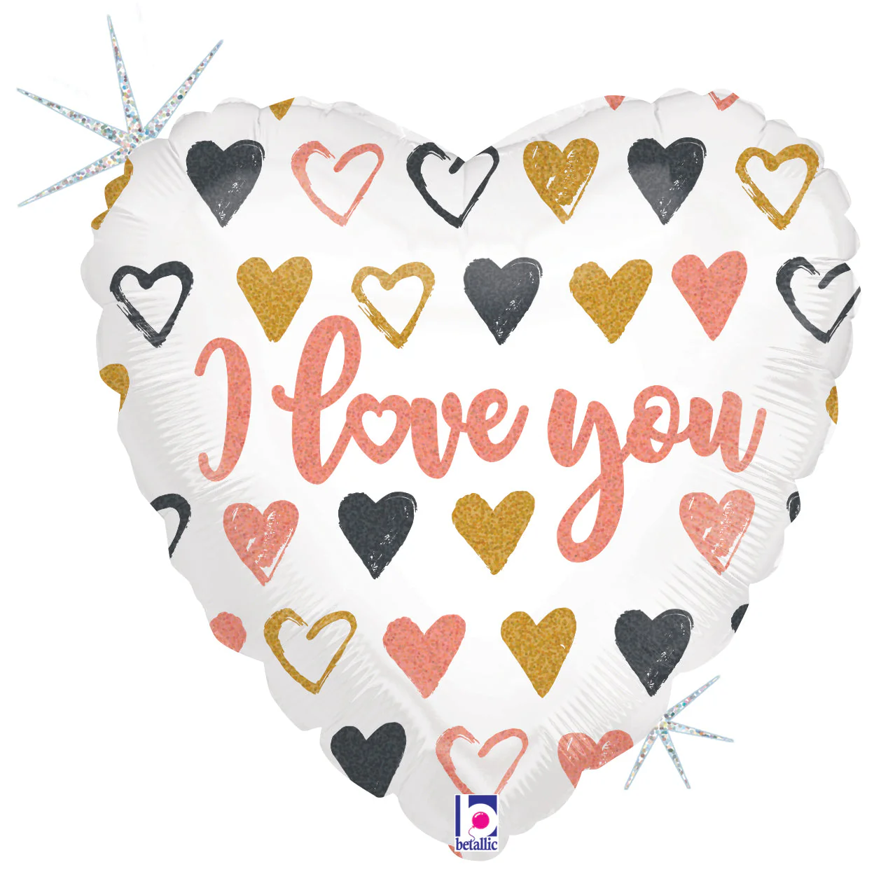 36" Holographic Rose Hearts I Love You Foil Balloon