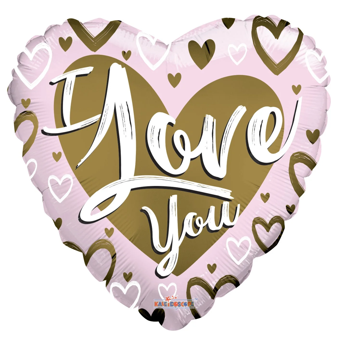 36" I Love You Gold & Pink Matte Foil Balloon
