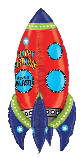 36" Multi-Sided Blasting Birthday Rocket Balloon - Image 2