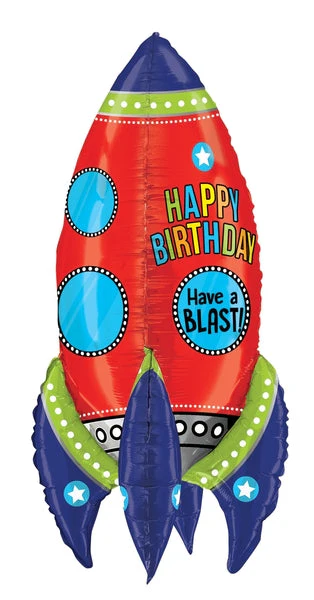 36" Multi-Sided Blasting Birthday Rocket Balloon - Image 4