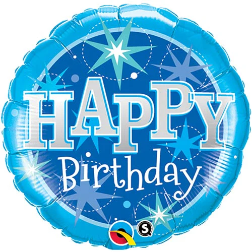 36" Birthday Blue Sparkle Balloon