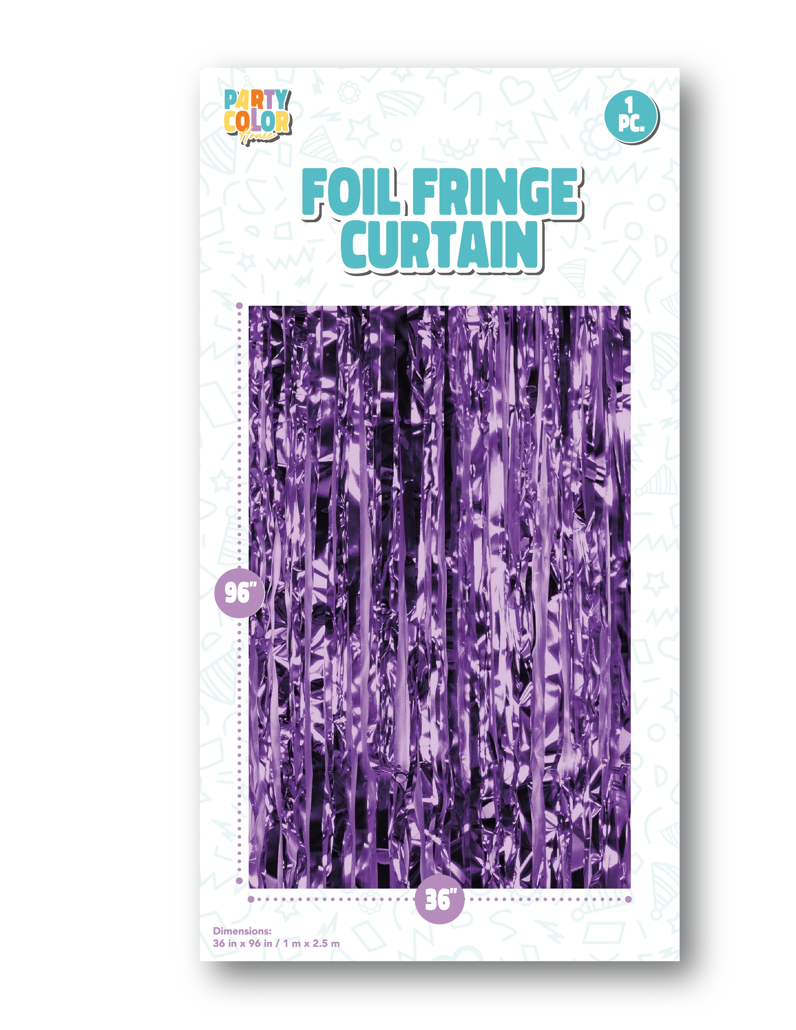 36" X 96" Foil Fringe Tinsel Curtain Backdrop Party Color Dark Purple Gloss