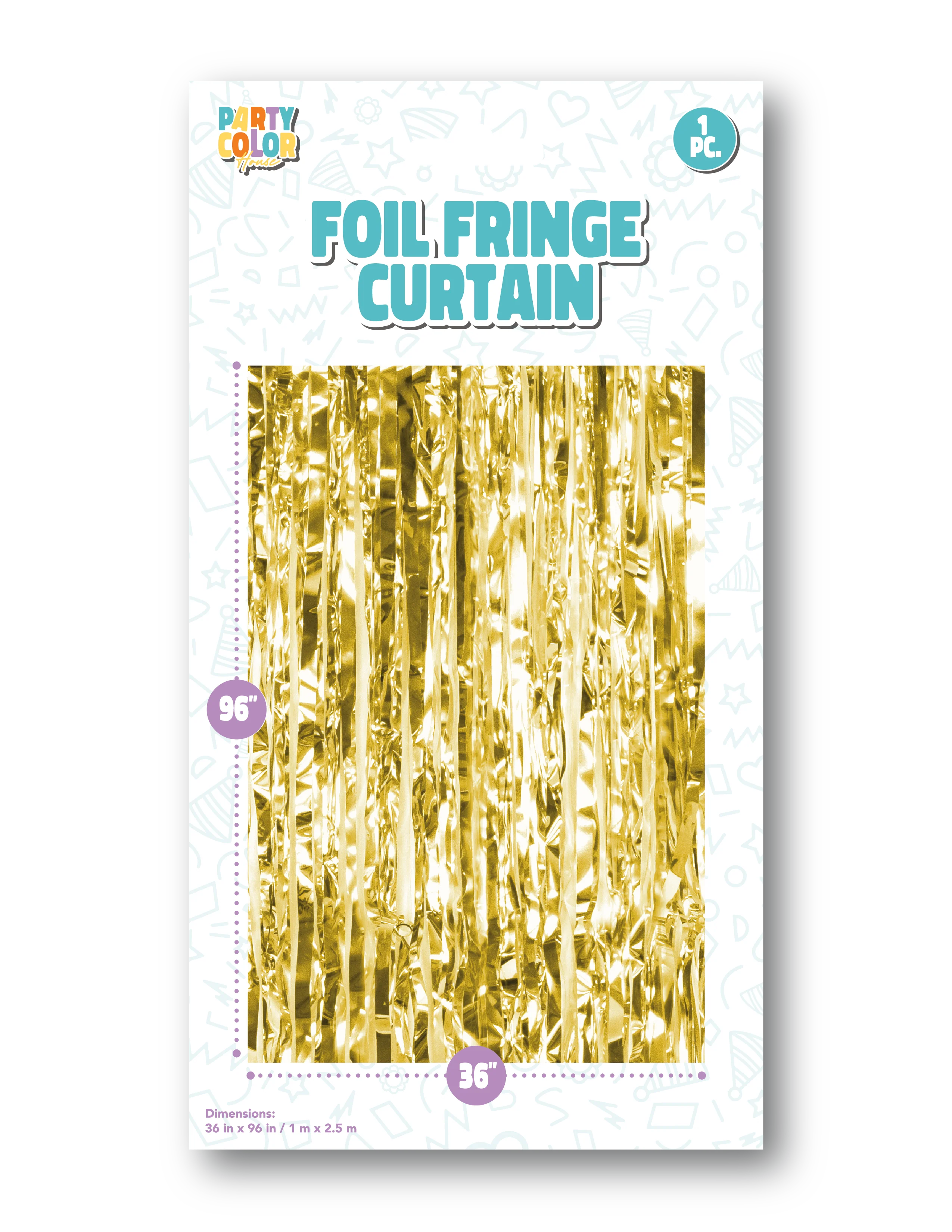 36" X 96" Foil Fringe Tinsel Curtain Backdrop Party Color Gold Gloss