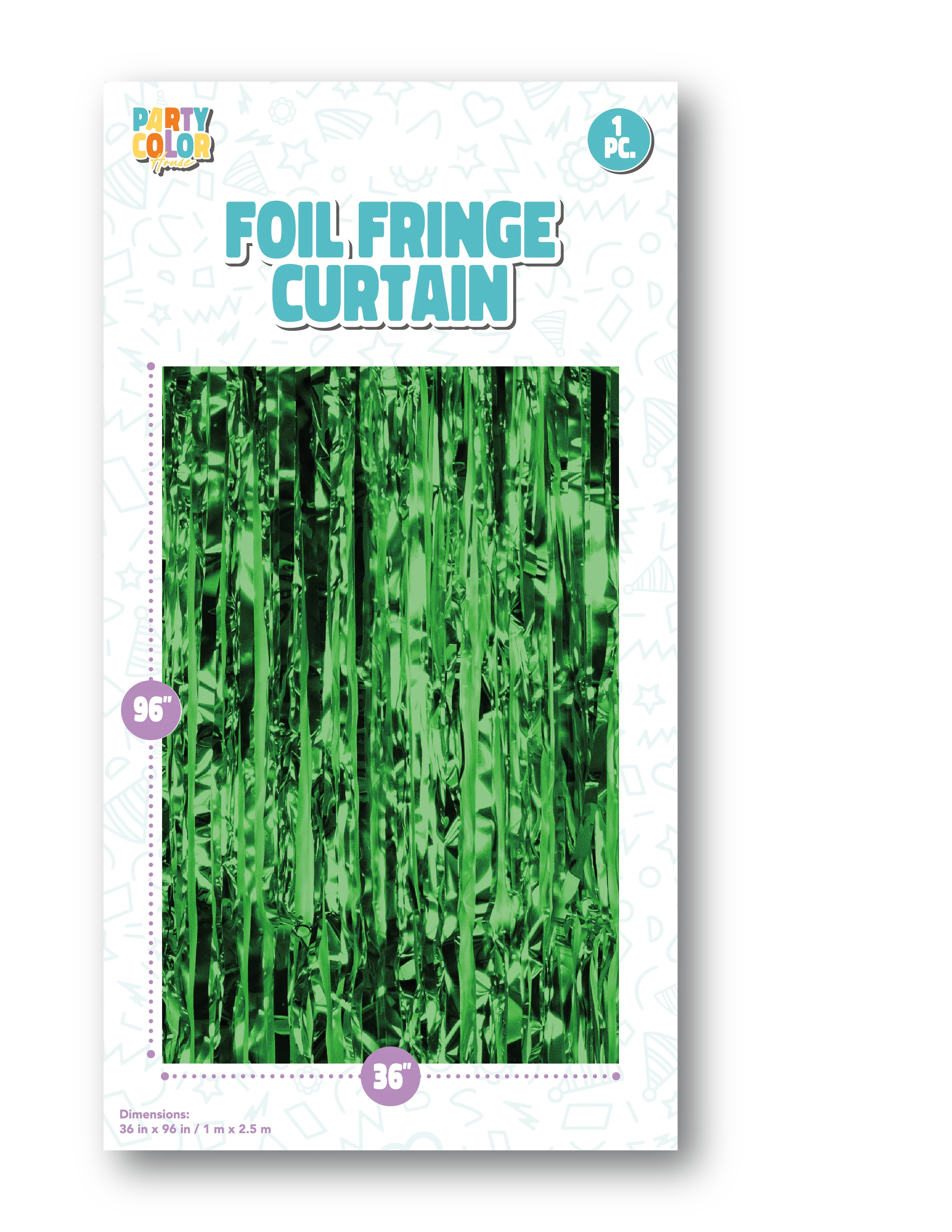 36" X 96" Foil Fringe Tinsel Curtain Backdrop Party Color Green Gloss