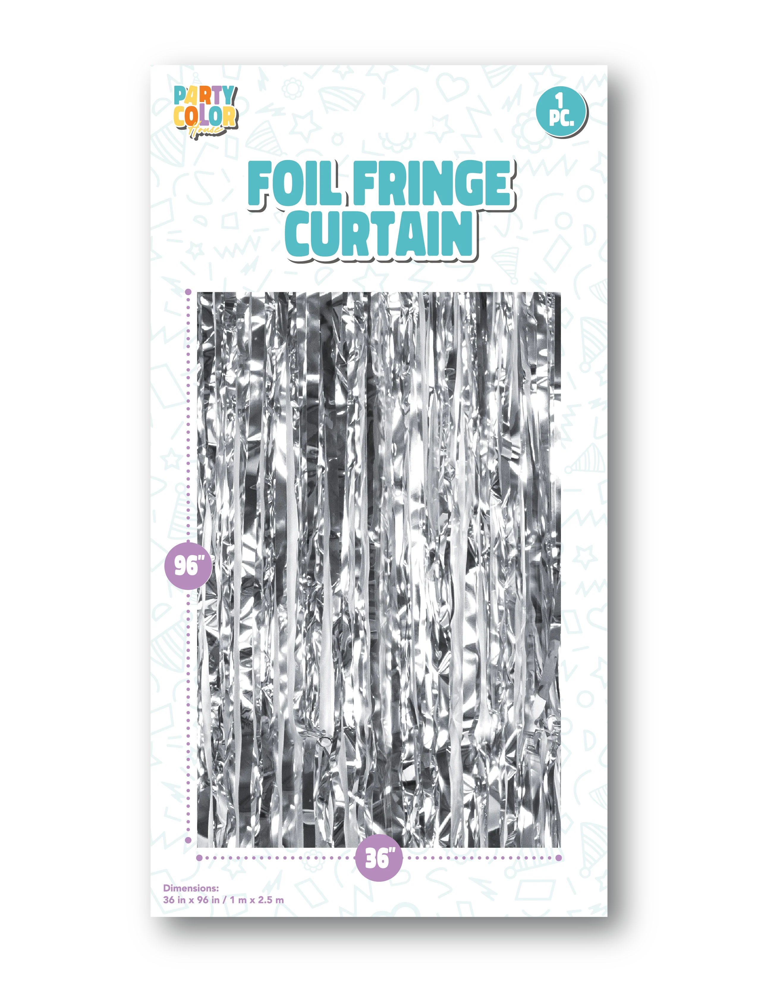 36" X 96" Foil Fringe Tinsel Curtain Backdrop Party Color Silver Gloss