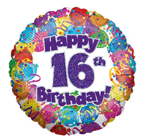 36" 16th Party Birthday Holographic Foil Balloon