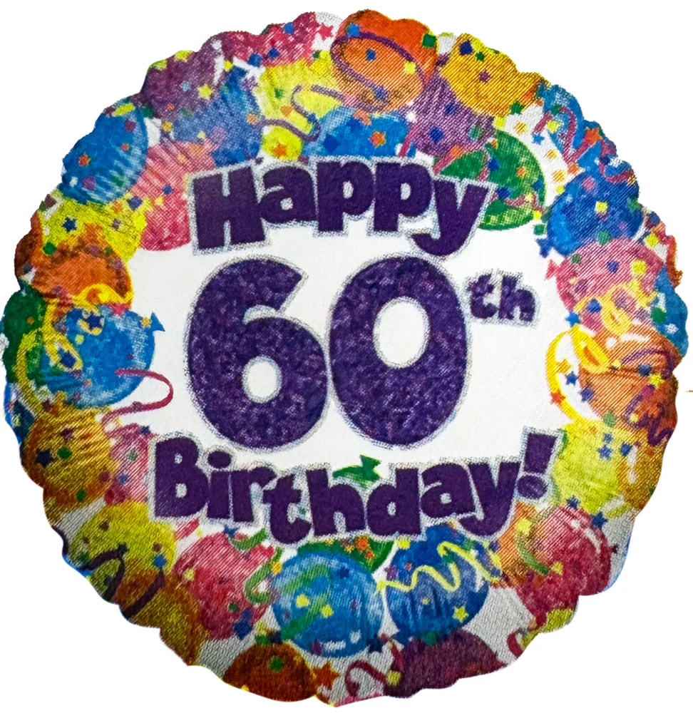 36" 60th Party Birthday Holographic Foil Balloon