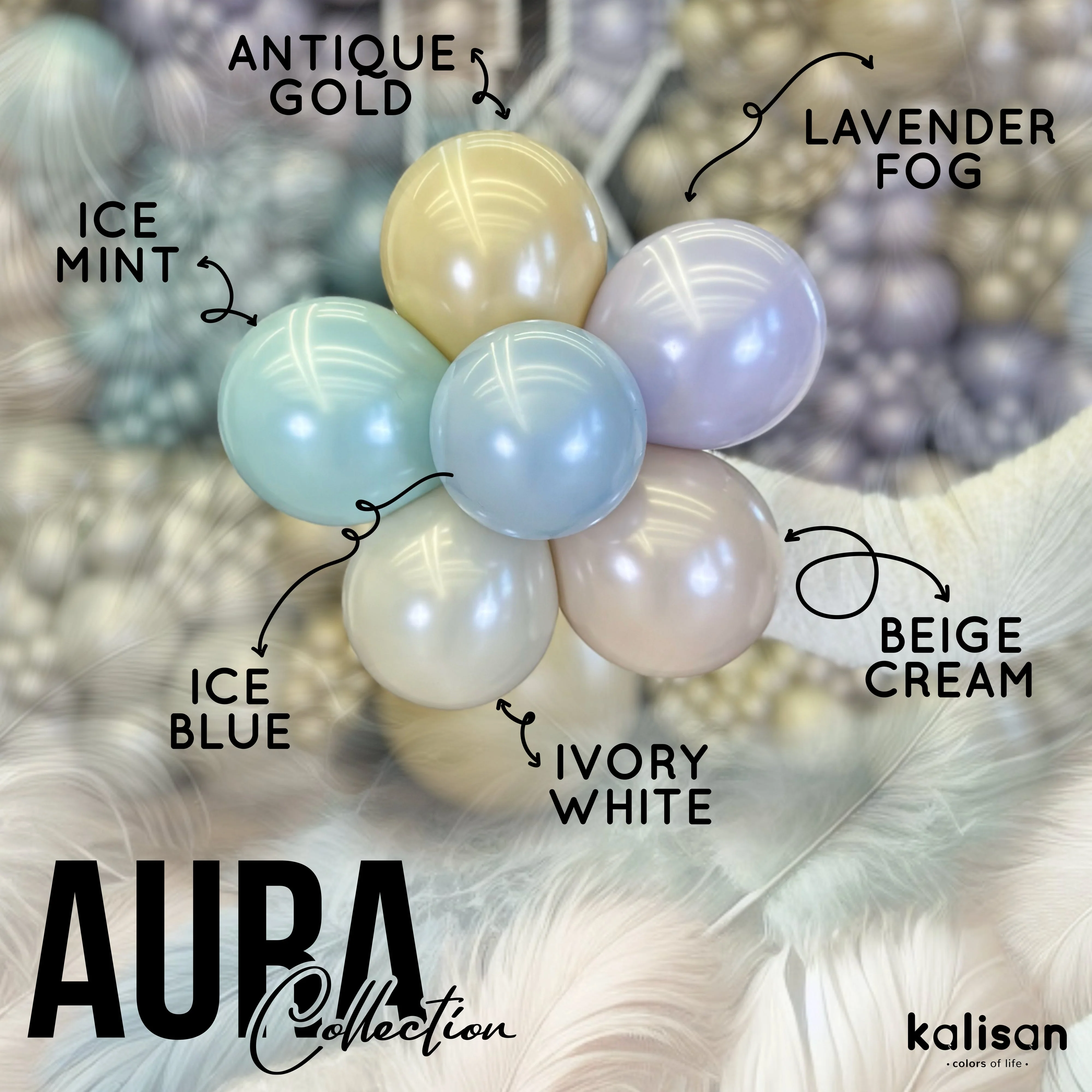 36" Kalisan Brand Latex Balloons Aura Beige Cream (2 Per Bag) - Image 18
