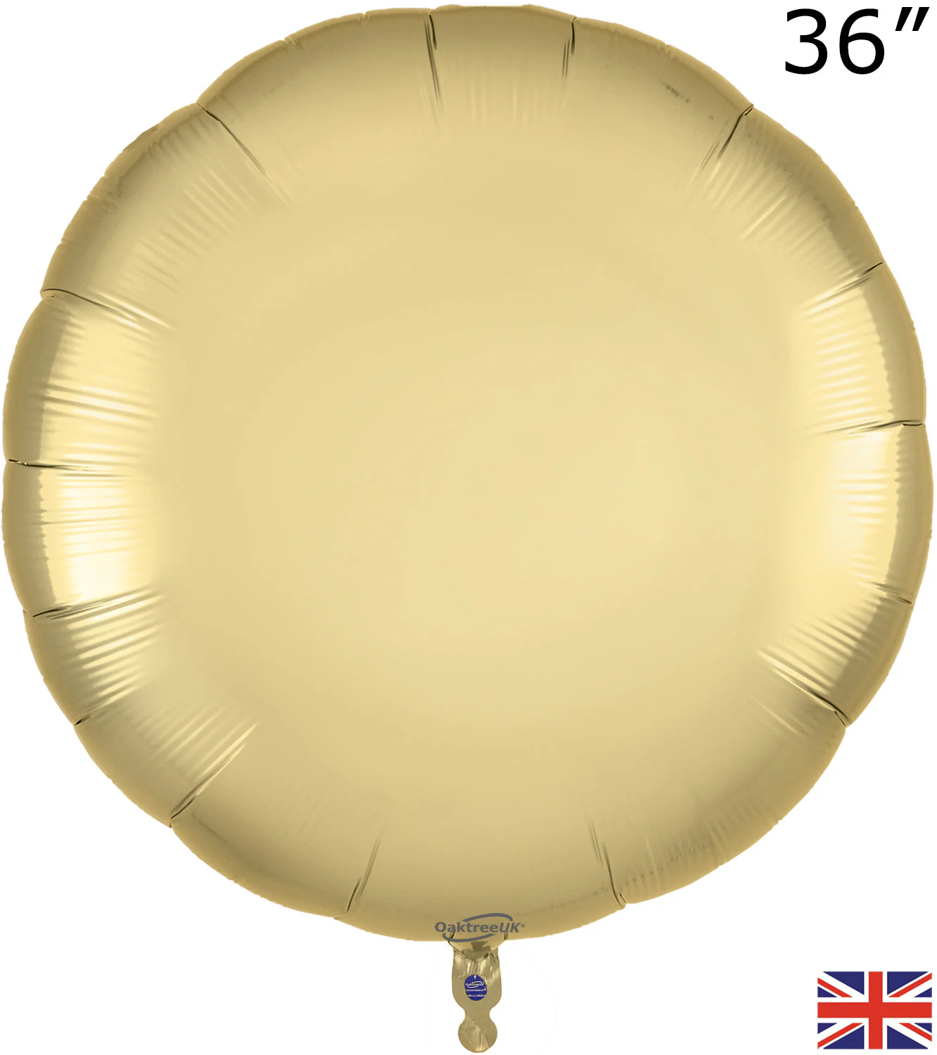 36" Pure Gold Round Packaged Oaktree Brand Mylar/Foil Balloon